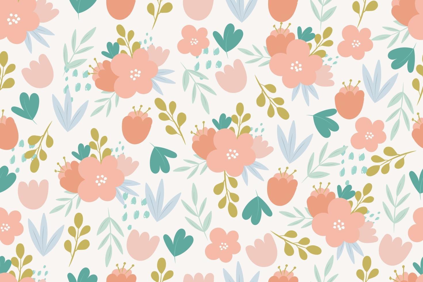Botanical seamless pattern with flowers  and leaves vector