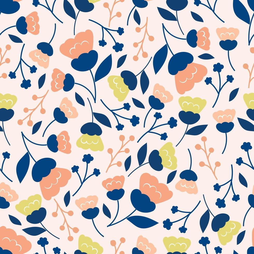 Botanical seamless pattern with flowers  and leaves vector