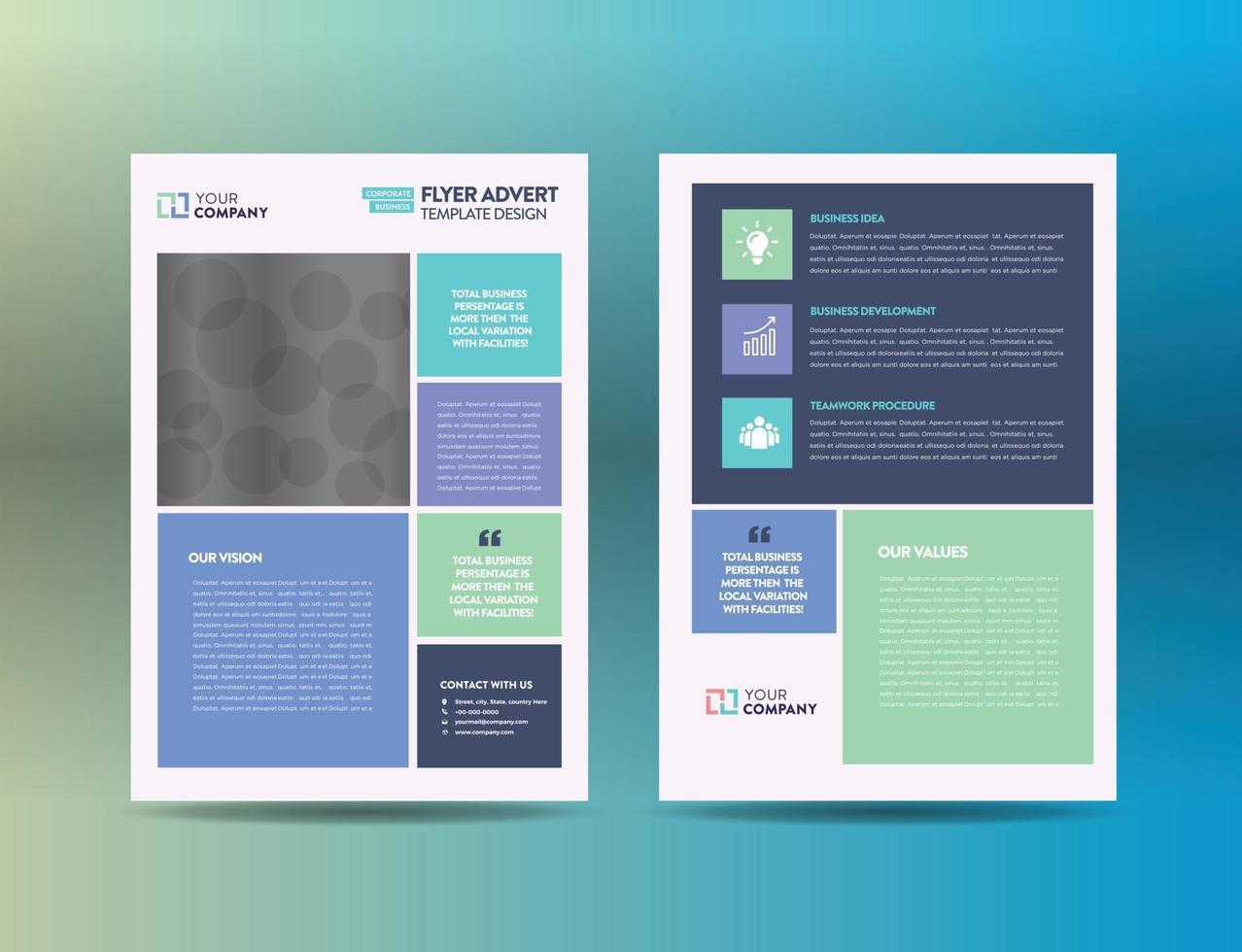 Corporate Business Flyer Design or Handout and leaflet design or Marketing sheet Brochure Design vector