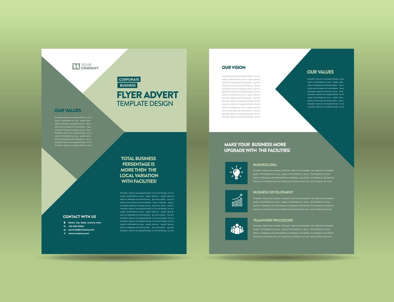 Corporate Business Flyer Design or Handout and leaflet design or Marketing sheet Brochure Design vector