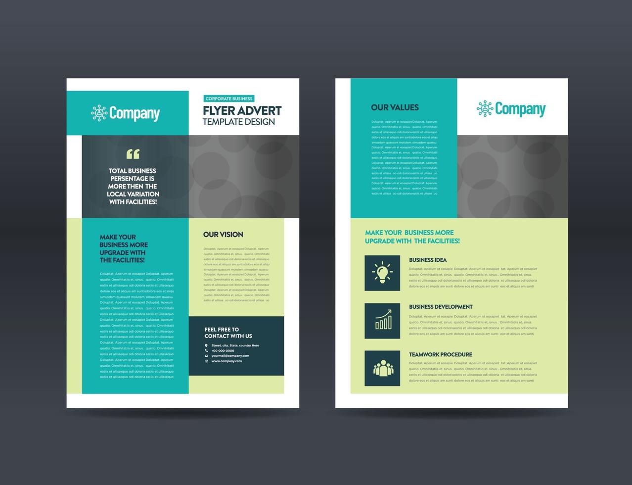 Corporate Business Flyer Design or Handout and leaflet design or Marketing sheet Brochure Design vector