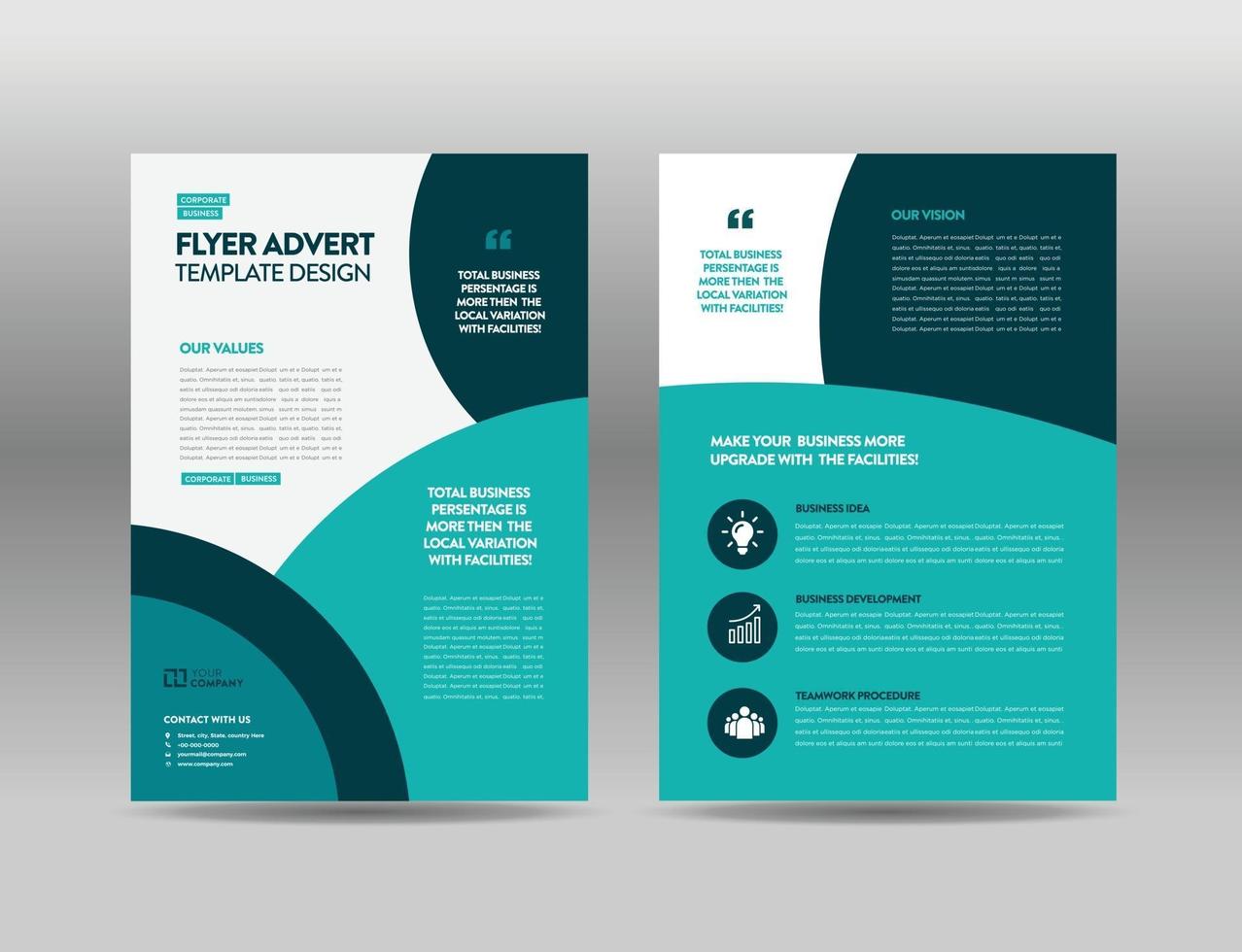Corporate Business Flyer Design or Handout and leaflet design or Marketing sheet Brochure Design vector