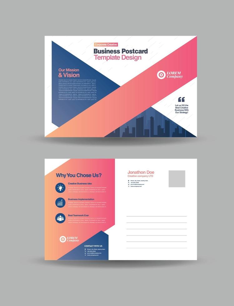 Corporate Business Postcard Design or SAVE THE DATE Invitation or Direct Mail vector