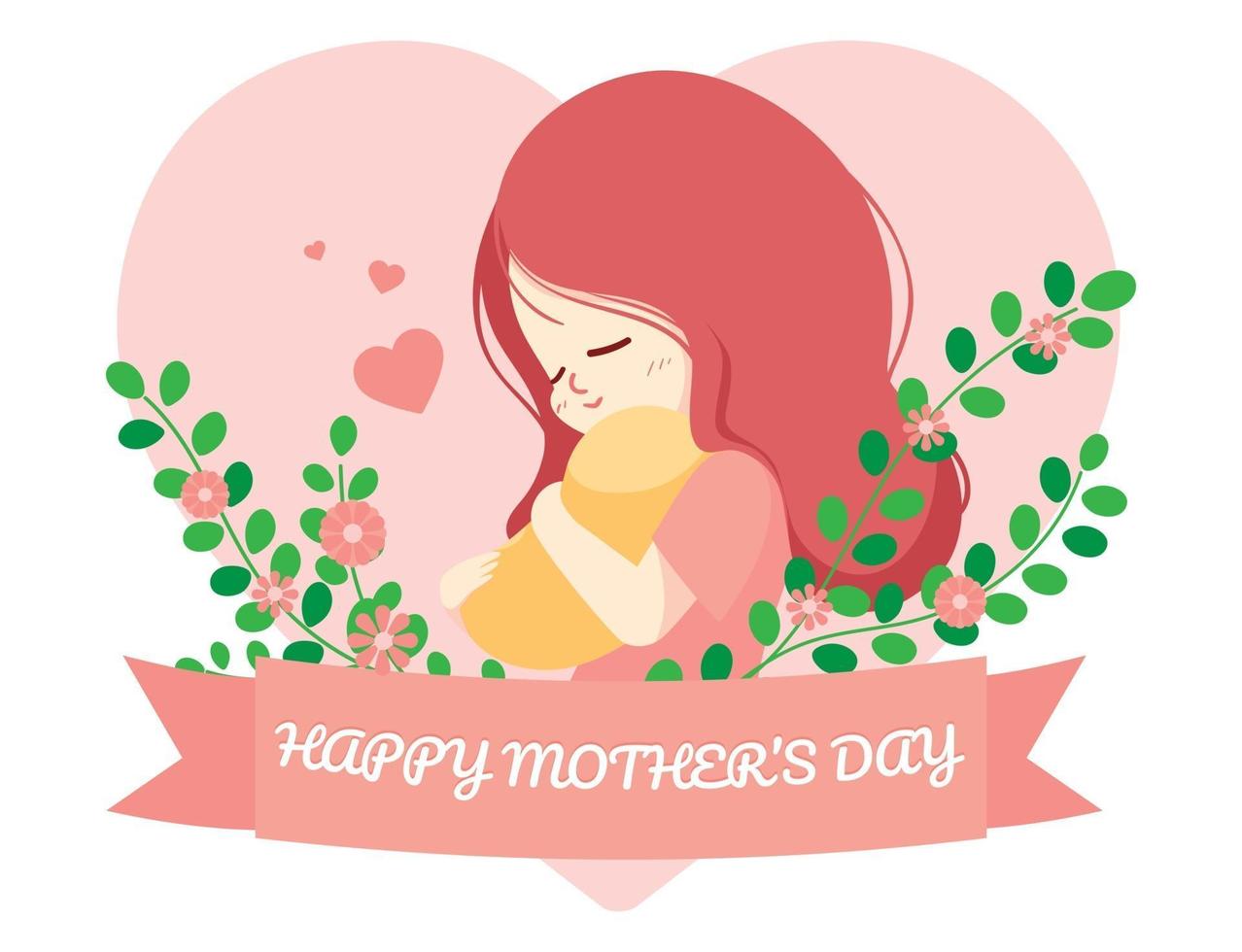 beautiful mother and daughter, Happy mother day character cartoon illustration vector