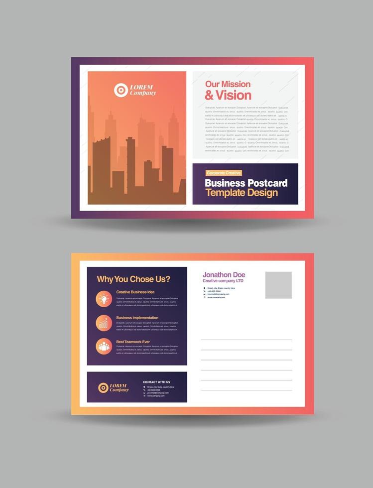 Corporate Business Postcard Design or SAVE THE DATE Invitation or Direct Mail vector