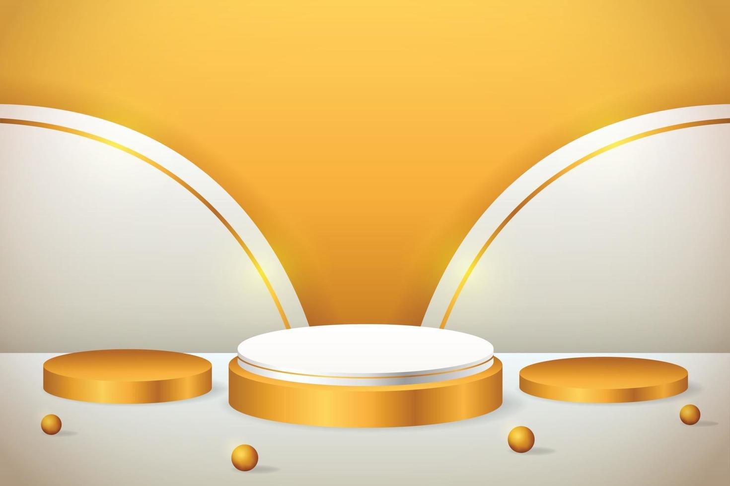 3d product display gold podium with shape geometric vector