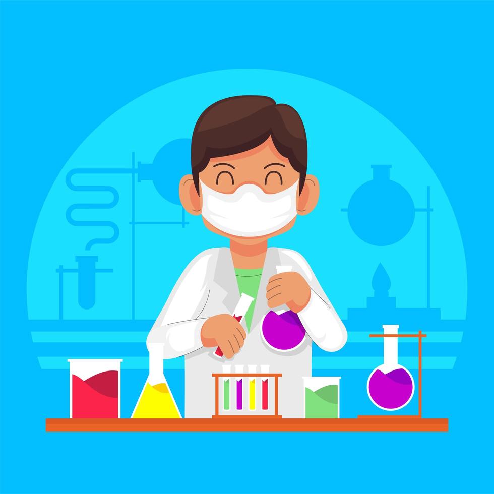 estudiante estudiando quimica vector