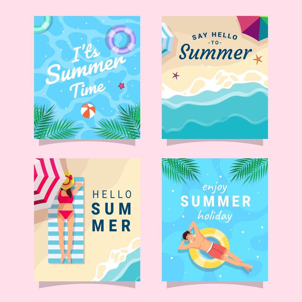 colección de tarjetas de felicitación de verano vector