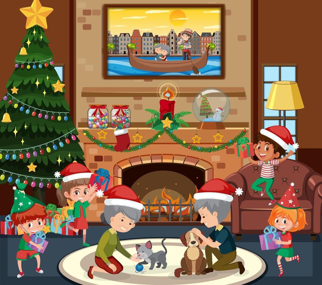 Happy Family In Christmas Theme The