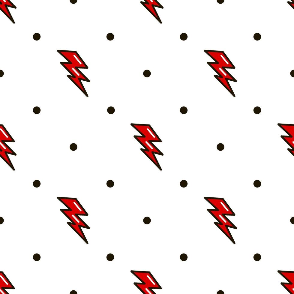 Lightning seamless pattern. Red Lightning in the old school style. Vector illustration