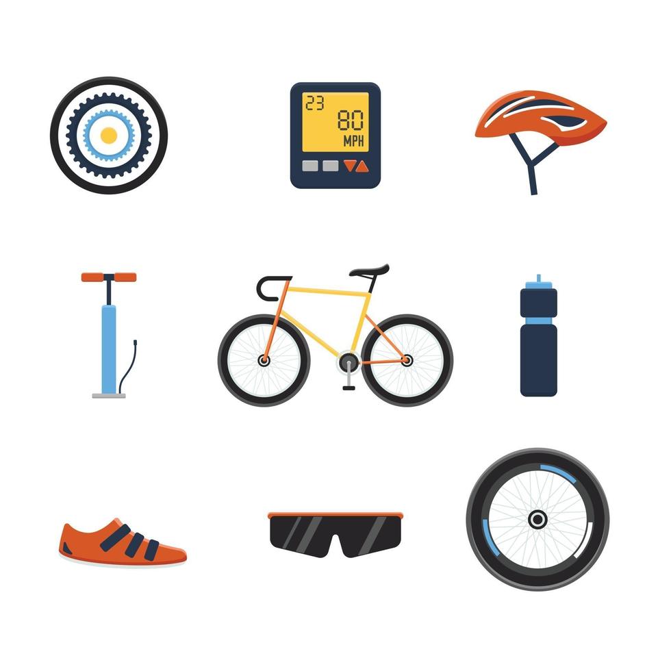 colección de iconos de equipos de bicicleta vector