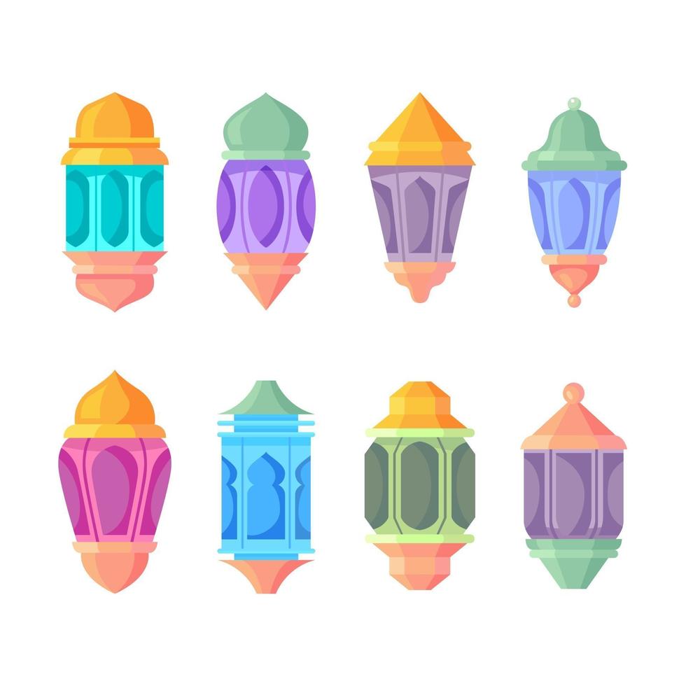 Islamic Lantern Icon Collection vector