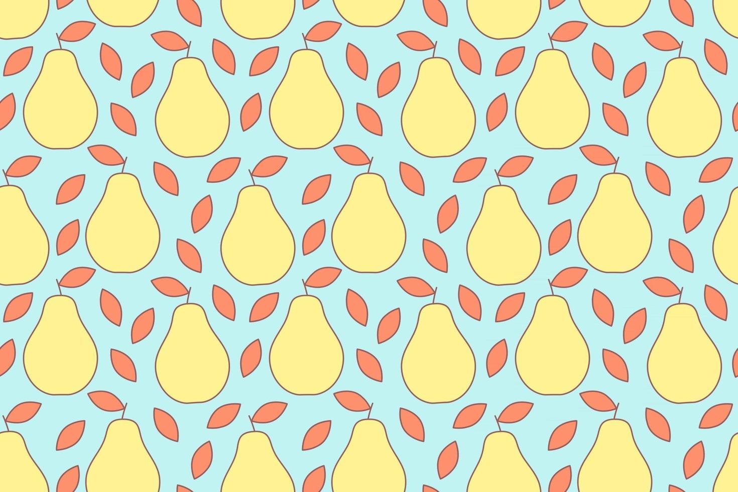 Tropical background with pears. Fruit repeated background. Vector illustration of a seamless pattern with fruits. Modern exotic abstract design.