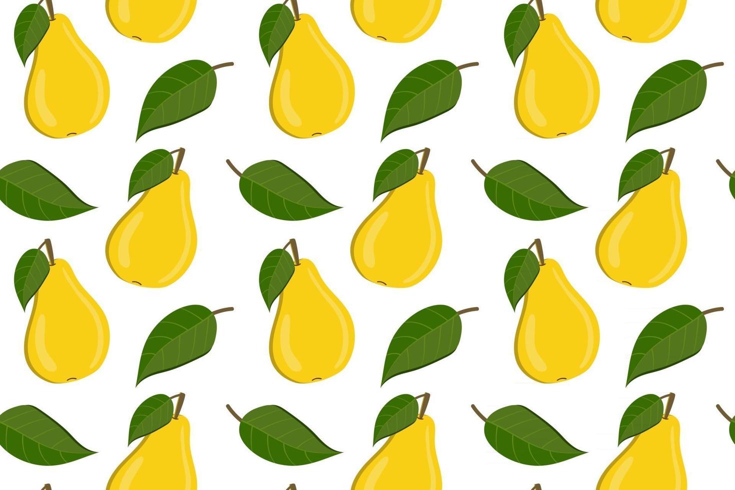 Tropical background with pears. Fruit repeated background. Vector illustration of a seamless pattern with fruits. Modern exotic abstract design.