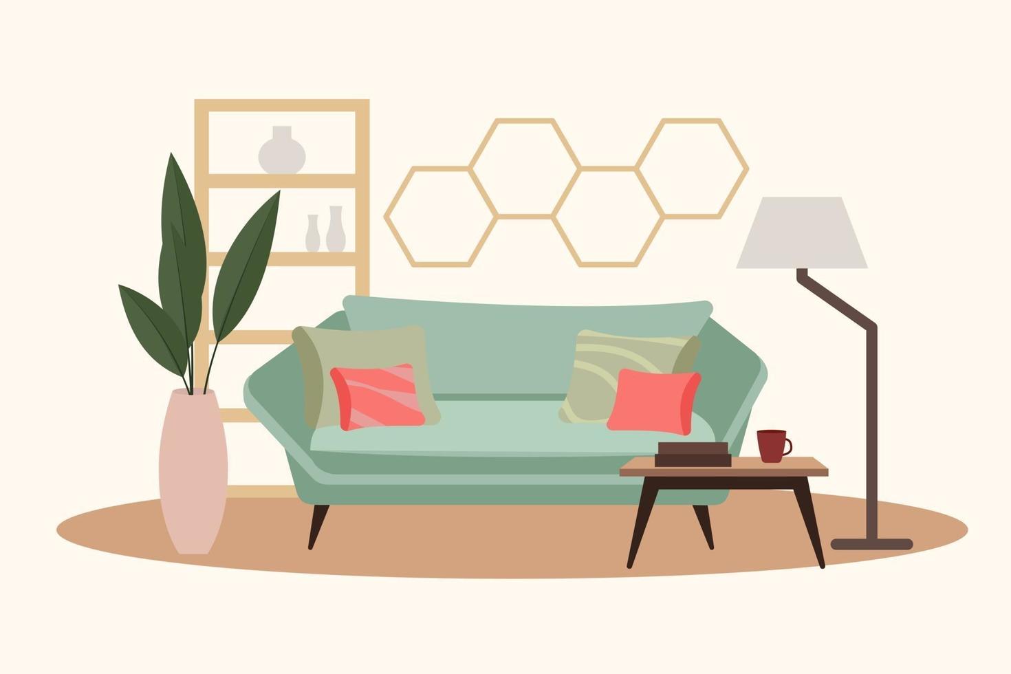 Stylish apartment interiors in Scandinavian style with modern decor vector