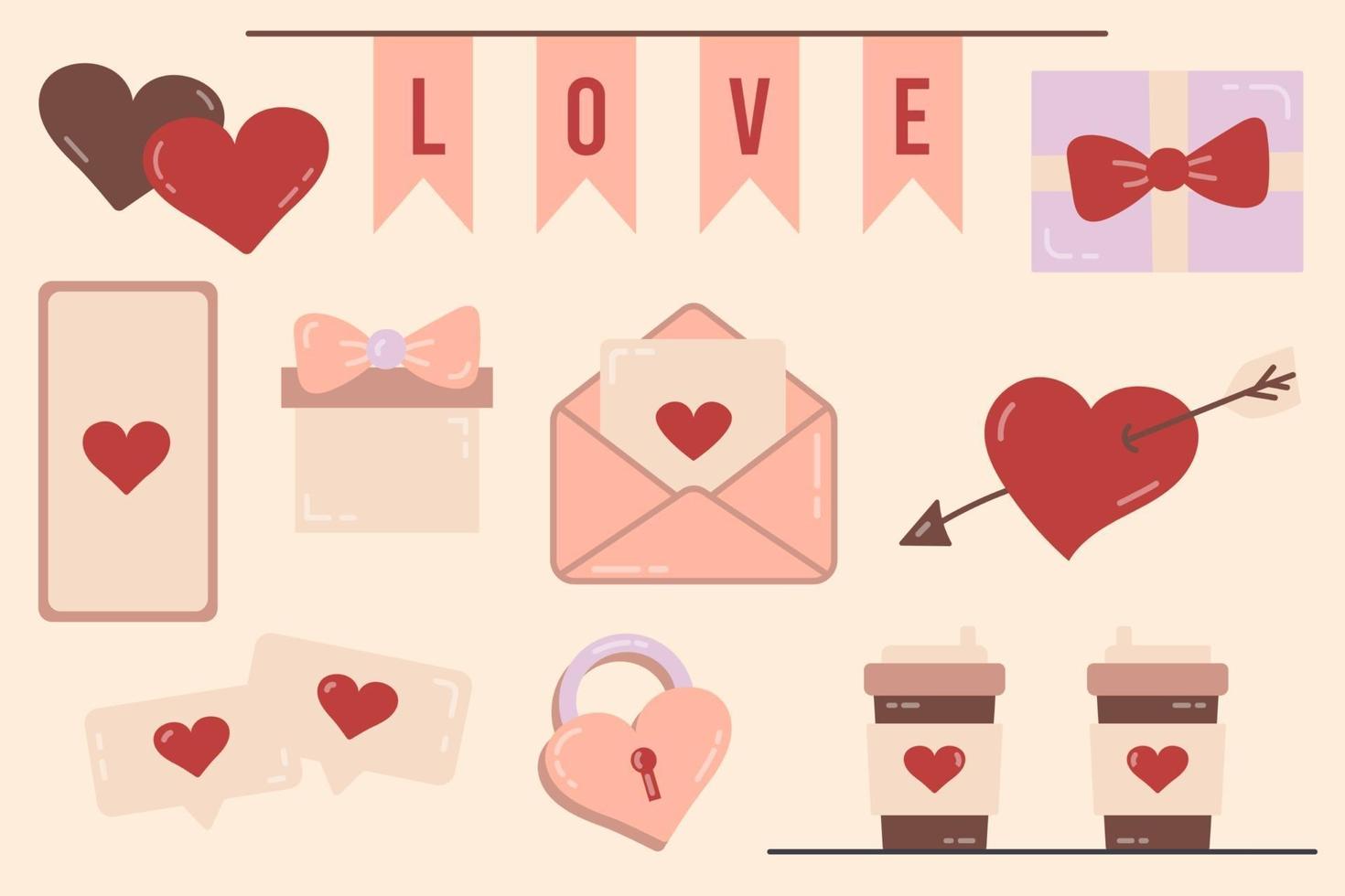 Set of elements for Valentines Day vector