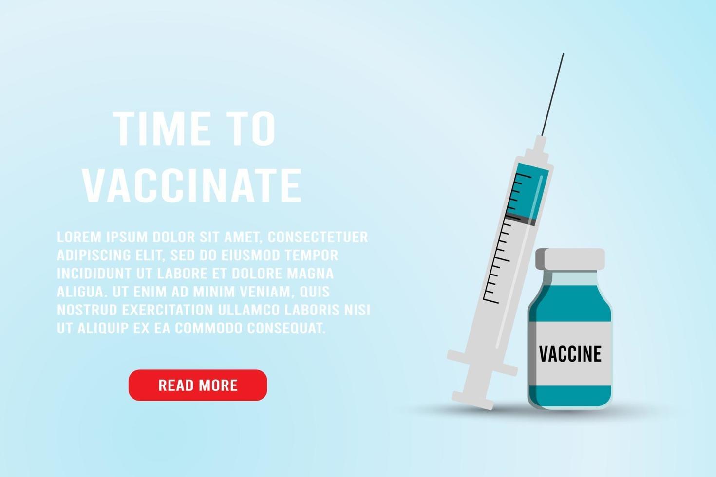 Time to vaccinate banner. Syringe with a needle vector