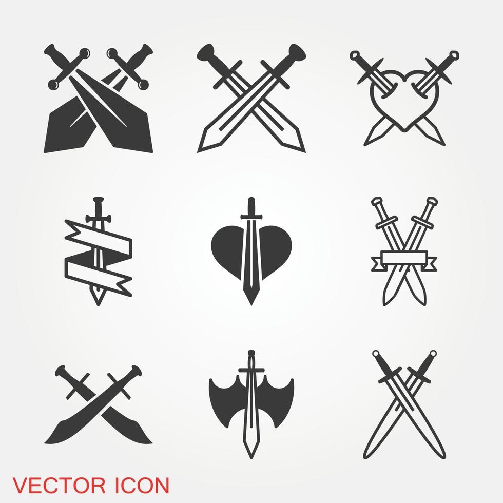 espadas cruzadas en cruz icono vector