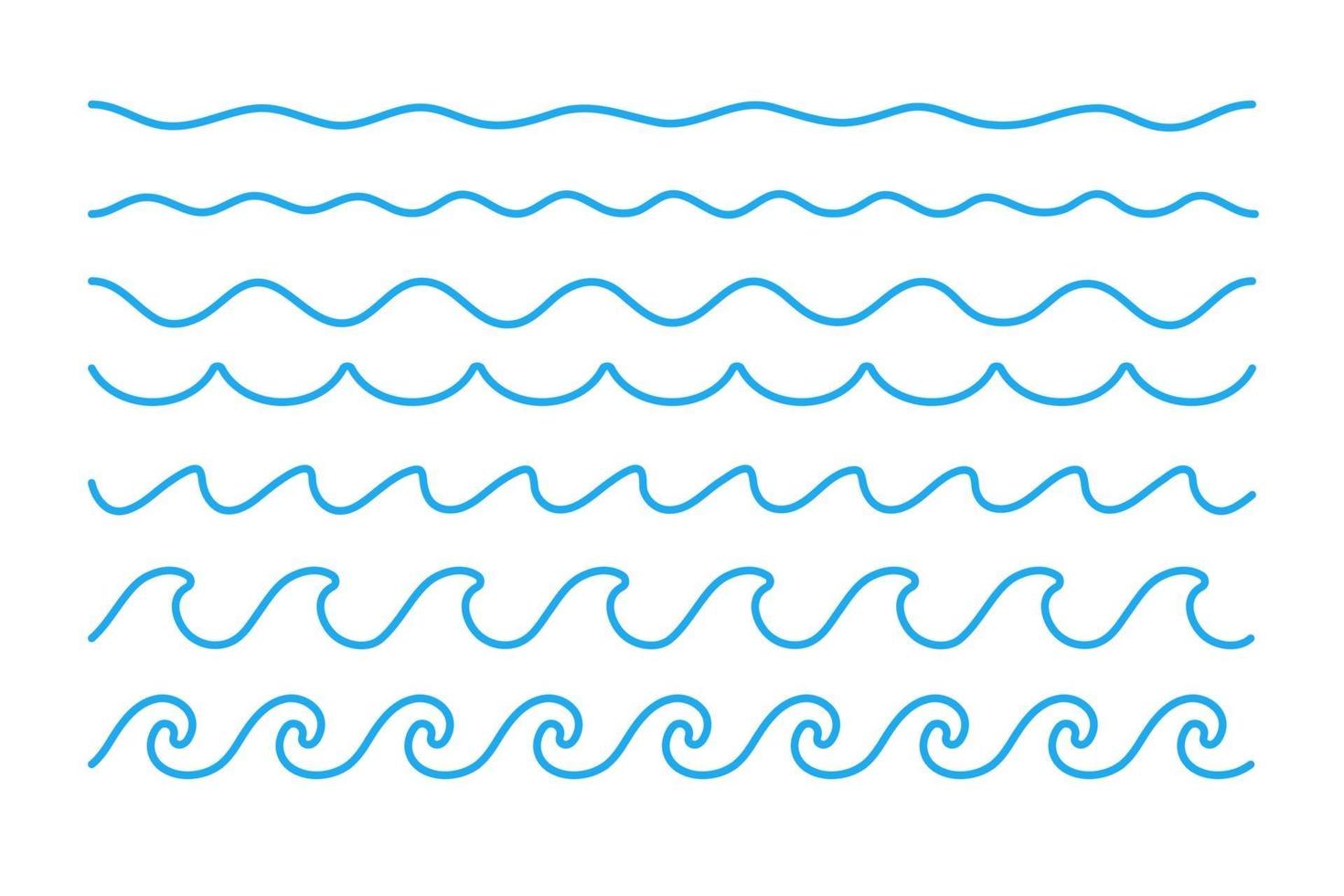 vector de onda de agua. Olas meciéndose en lagos y océanos aislado sobre fondo blanco.