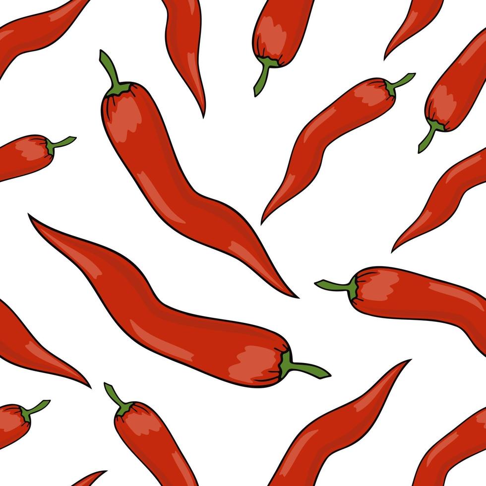 Seamless vector pattern with red peppers