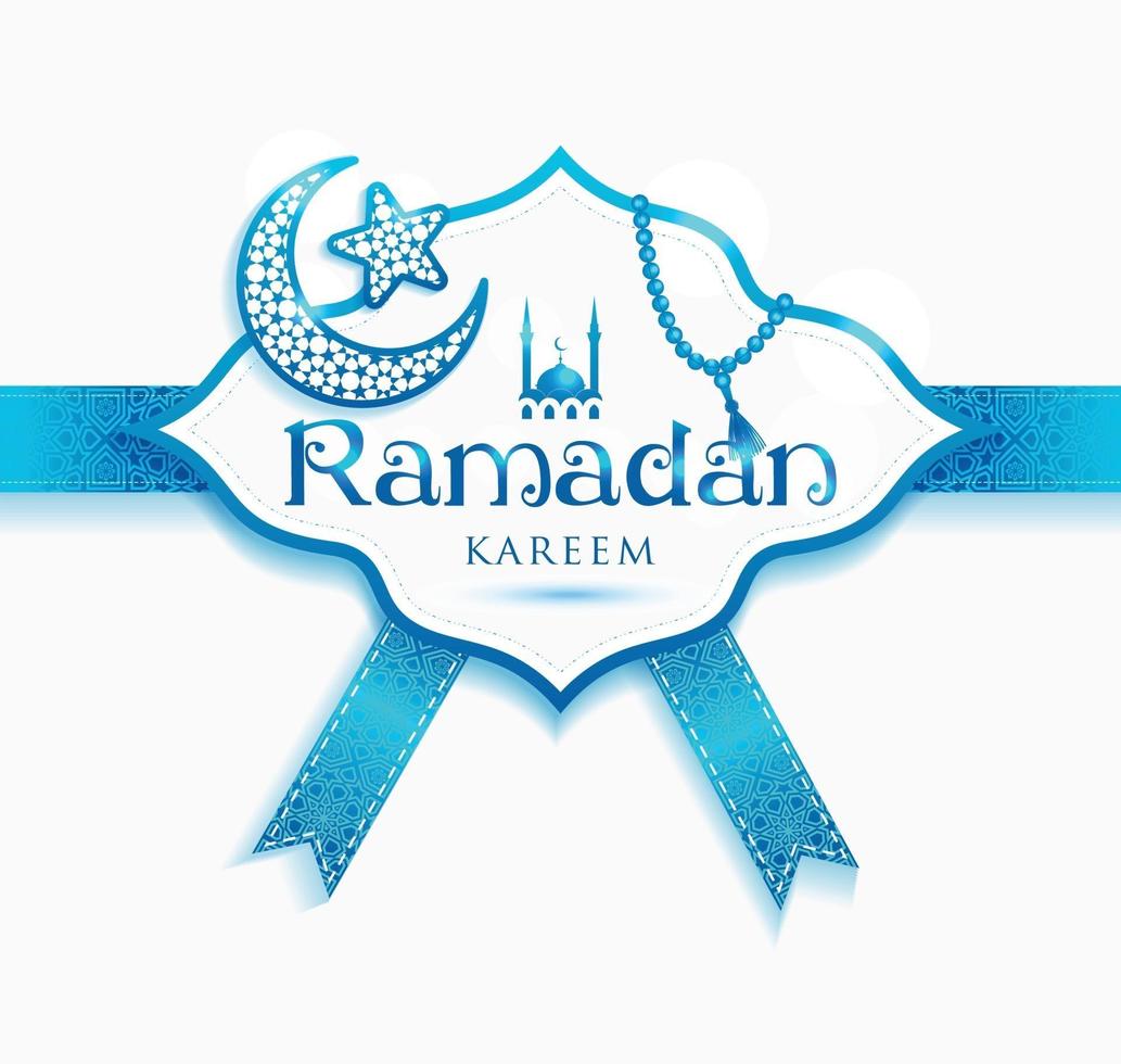 Ramadan Kareem decoration frame. Vector Islamic abstract background in blue color.