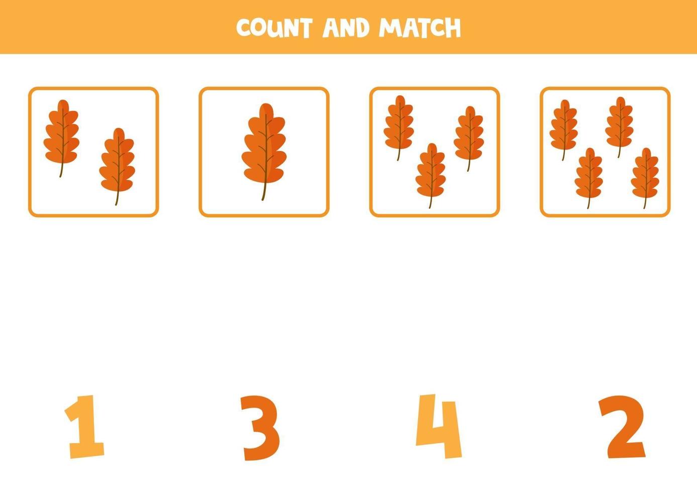 Counting game for kids Math game with autumn leaves vector