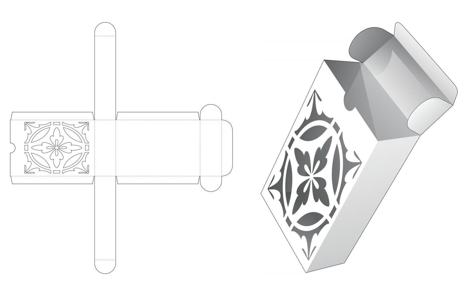 Caja de hojalata plegable con plantilla troquelada de patrón estarcido vector