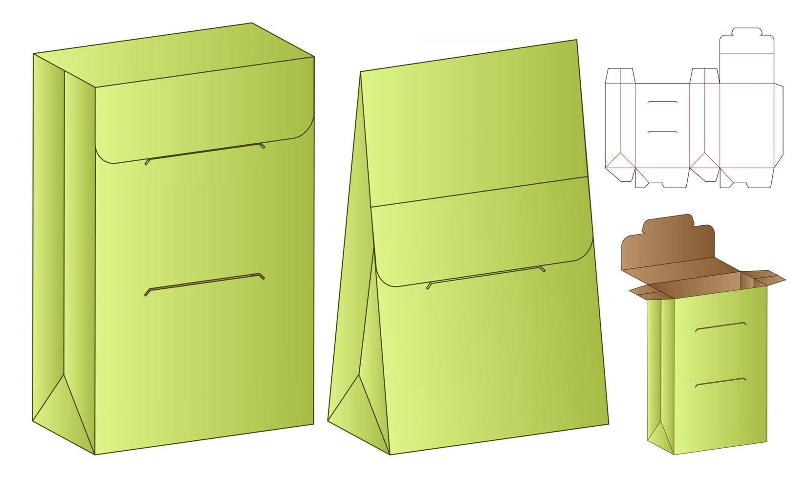 Box packaging die cut template design 3d mockup vector
