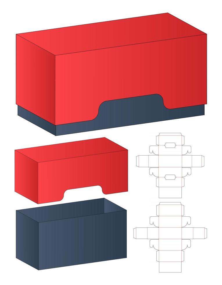 caja de embalaje diseño de plantilla troquelada maqueta 3d vector