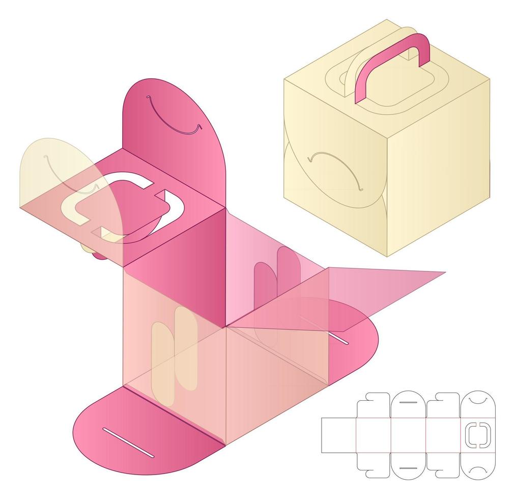 caja de embalaje diseño de plantilla troquelada maqueta 3d vector