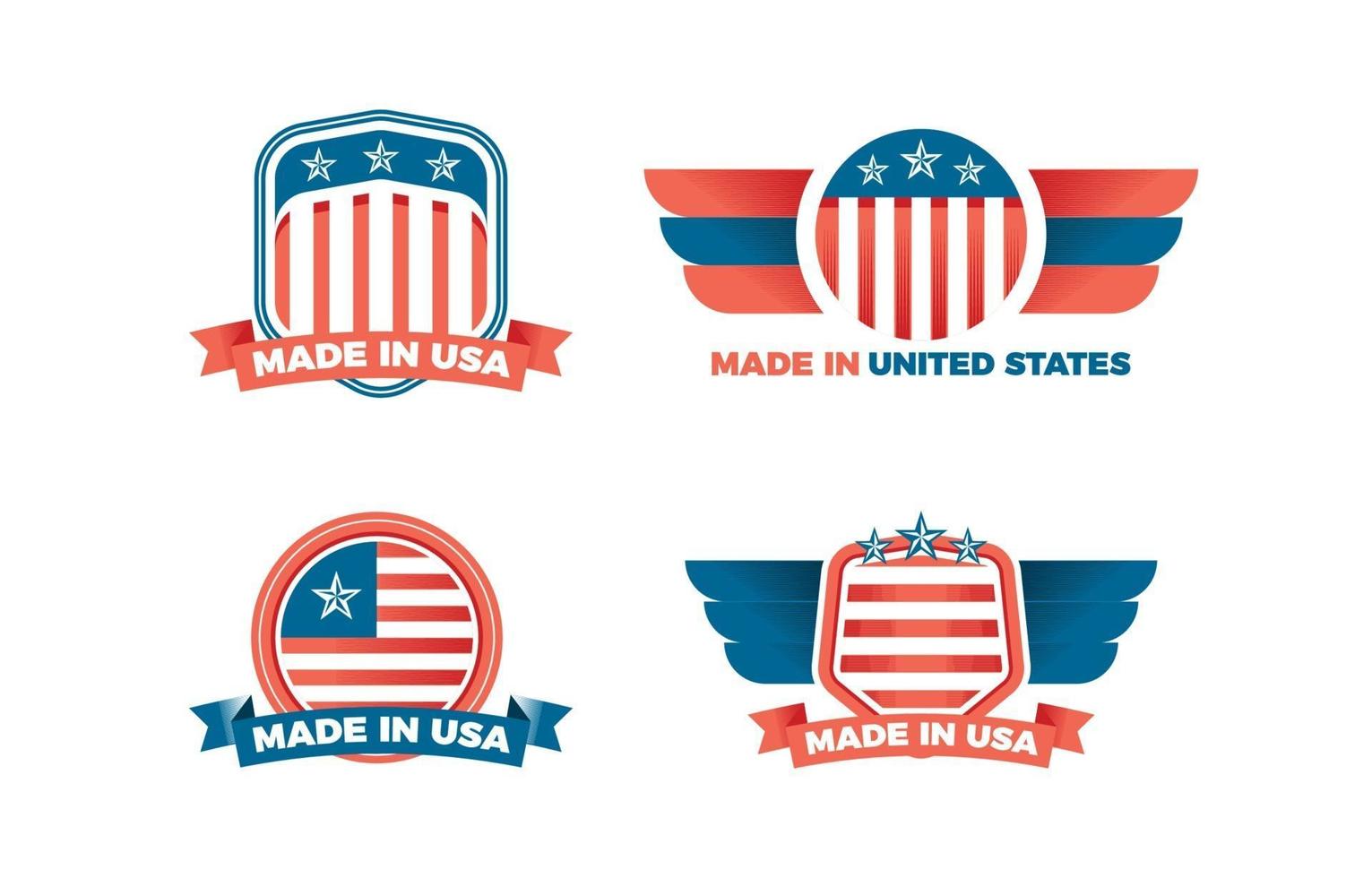 Made In USA Logo Collection with Star and Flag vector