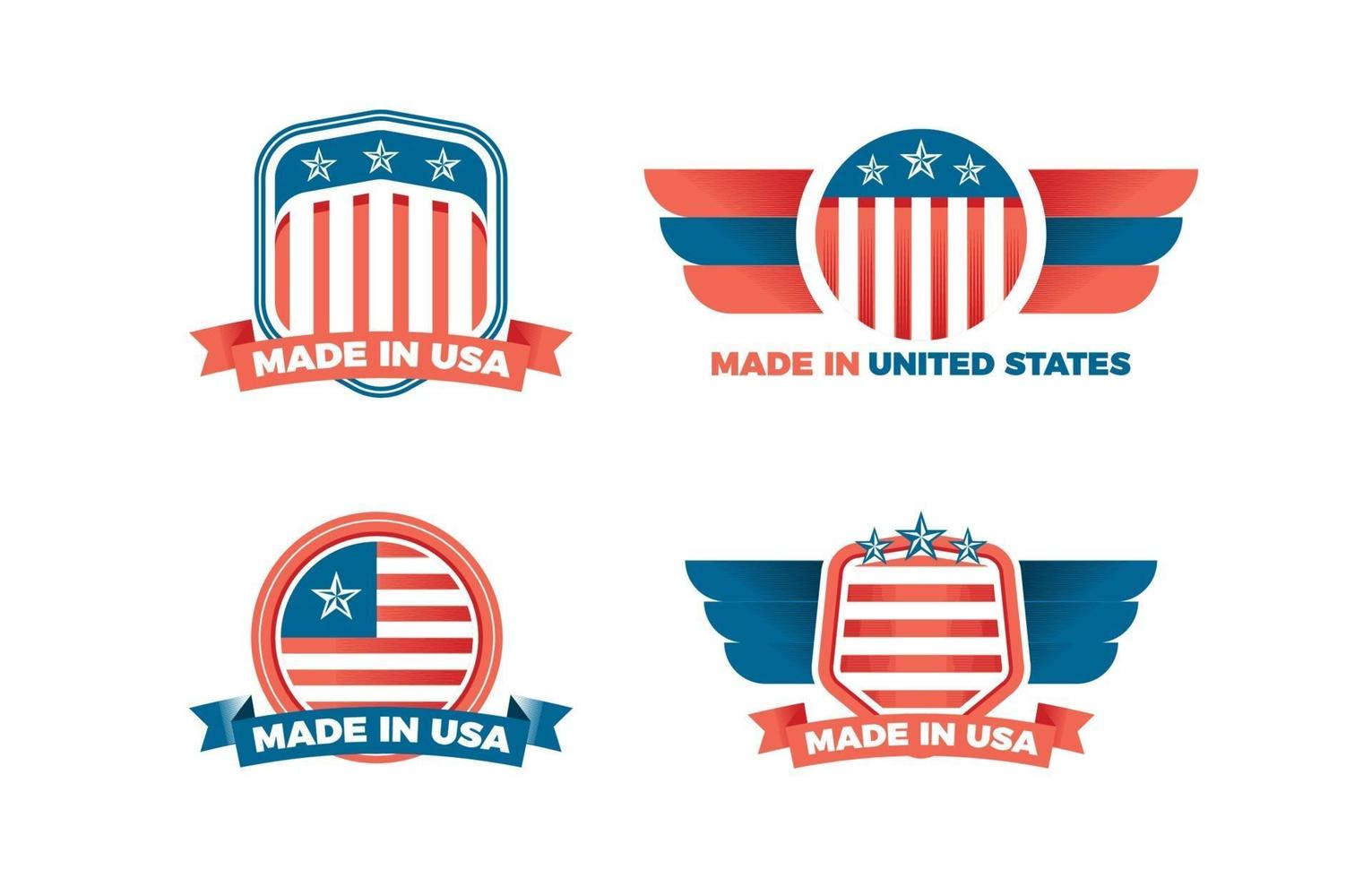 made in usa colección de logotipos con estrella y bandera vector