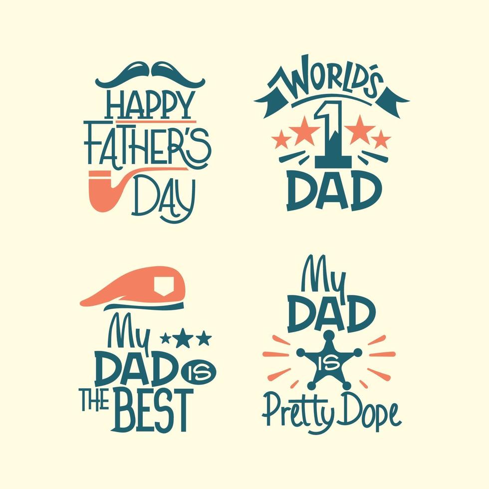 Happy Fathers Day Inspirational and Quote Poster Vector Set