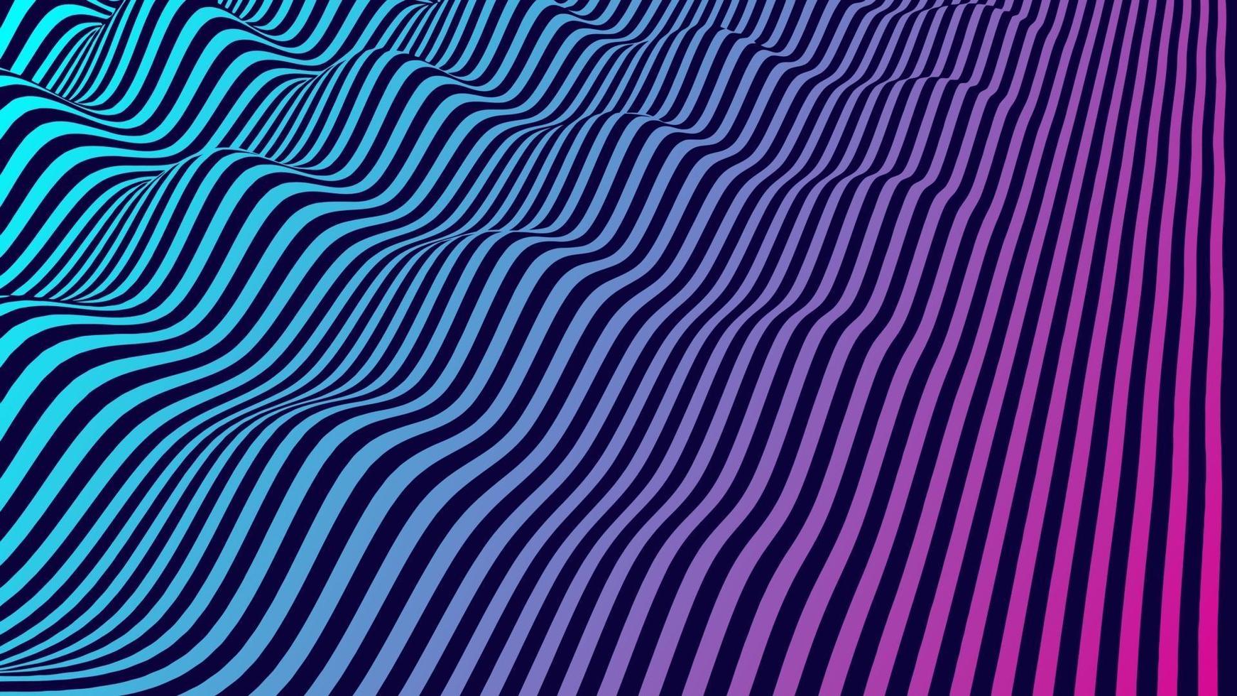 Fondo de vector abstracto vibrante con líneas paralelas onduladas azul y violeta