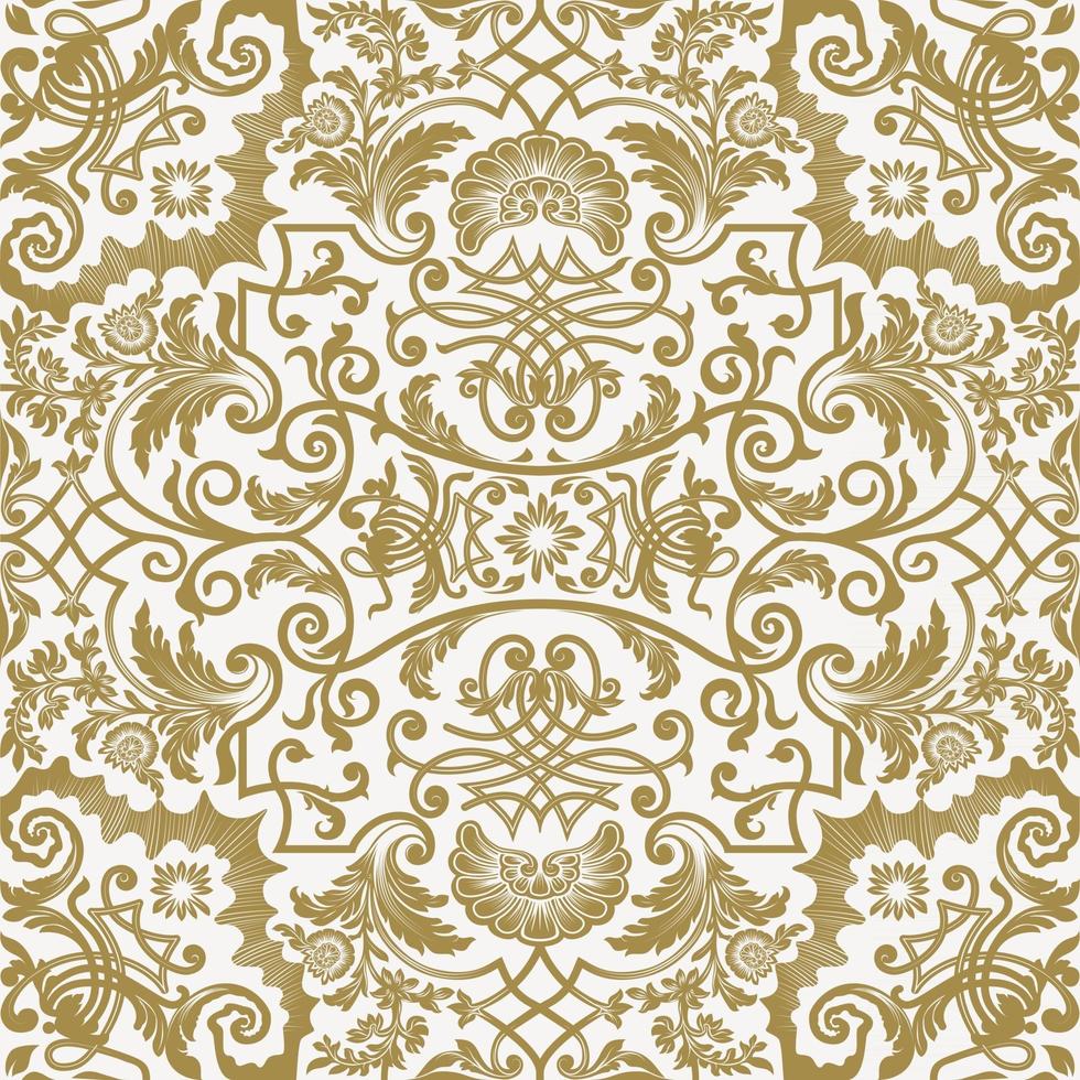 Vector seamless pattern with detailed floral elements