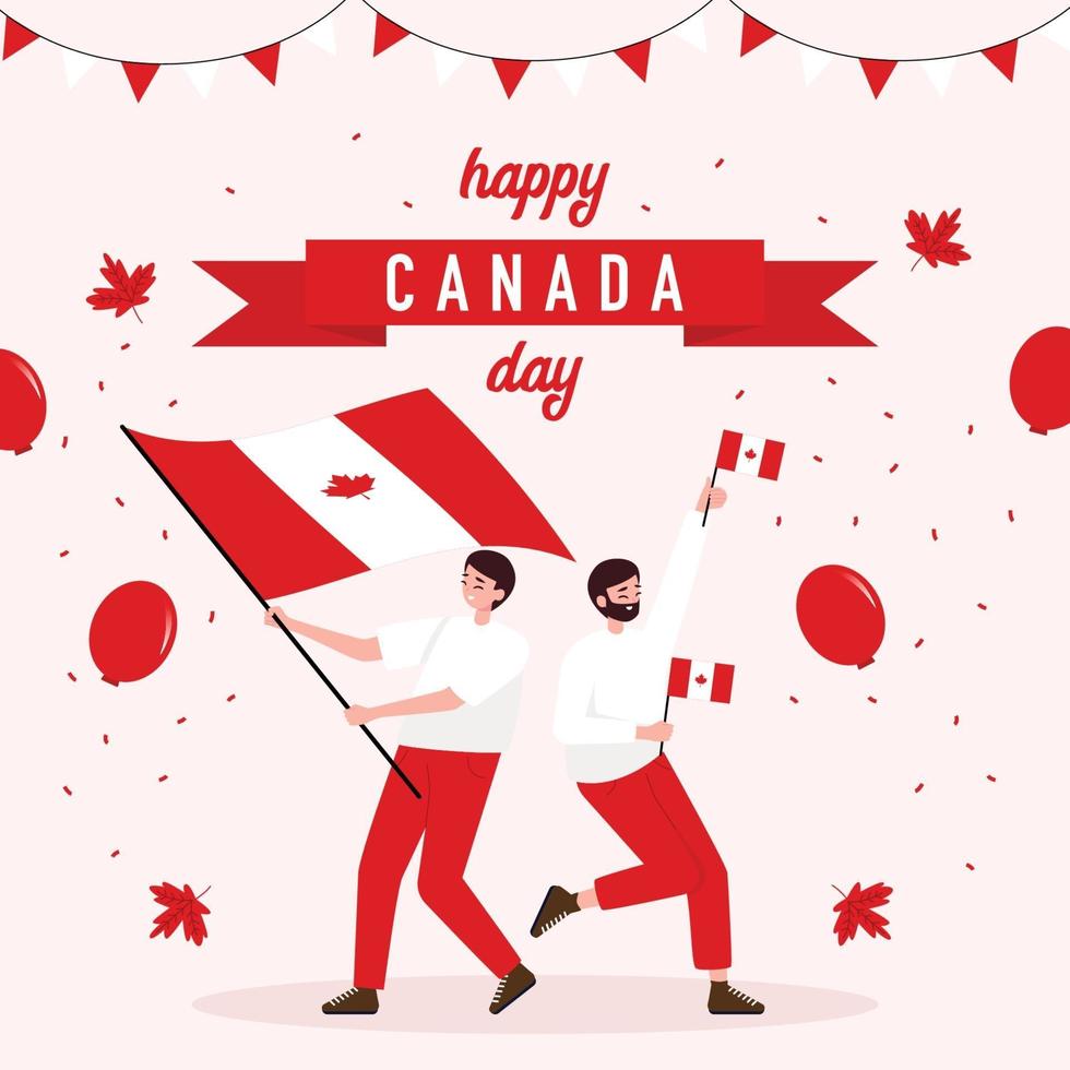 Two Men Celebrate Canada Day vector