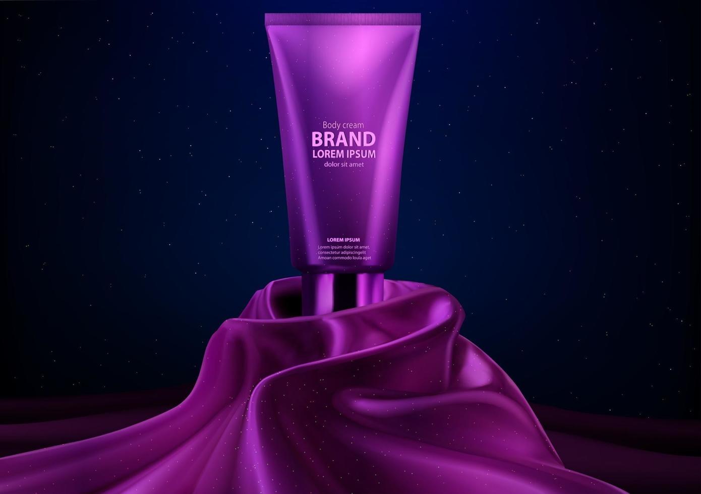 Purple cosmetic luxury realistic body cream display vector