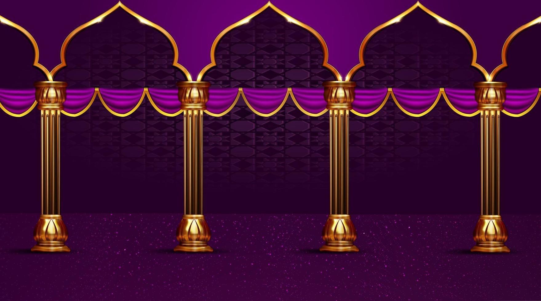 islamic holiday arch and pole background vector