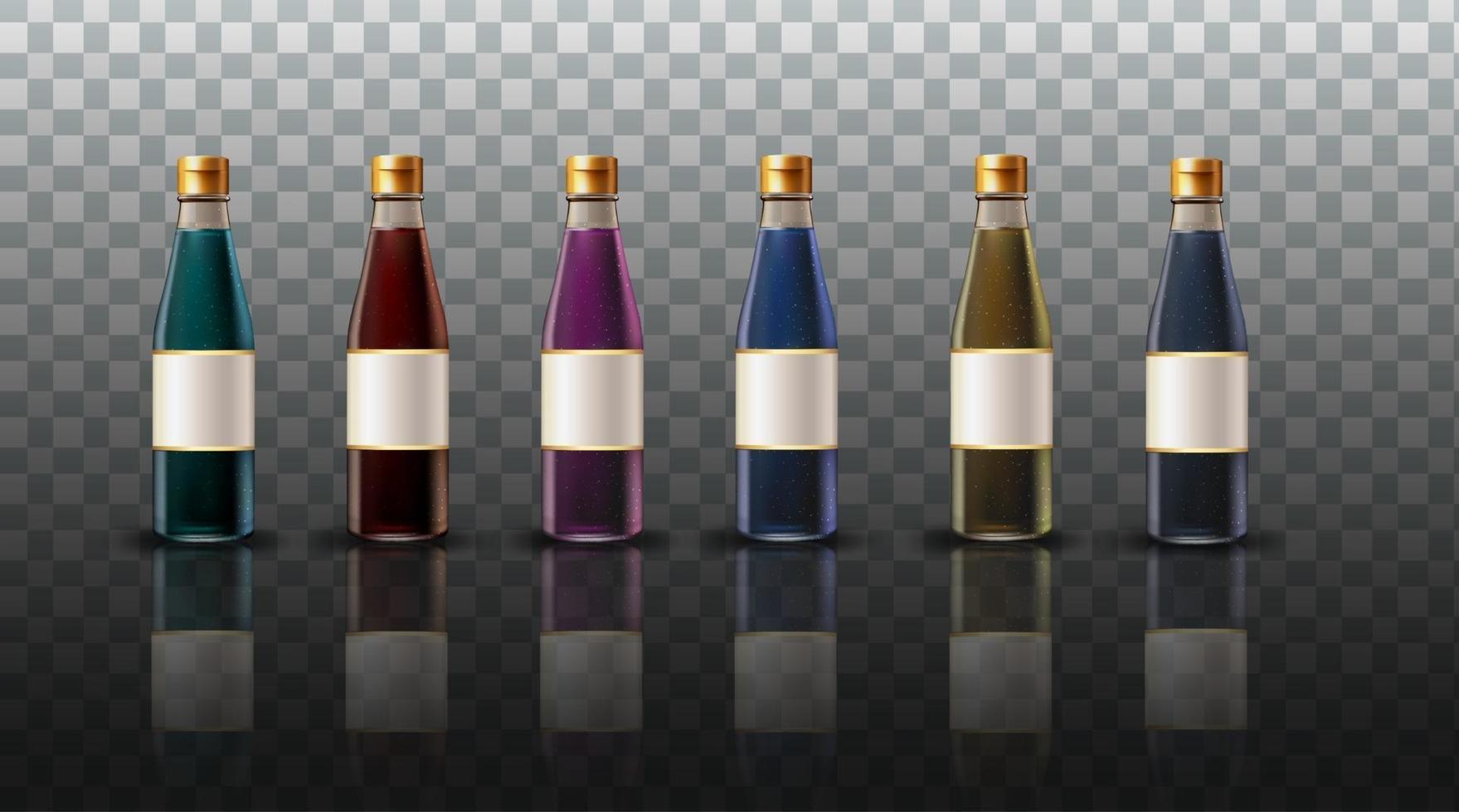 Collection of color soy sauce bottles vector