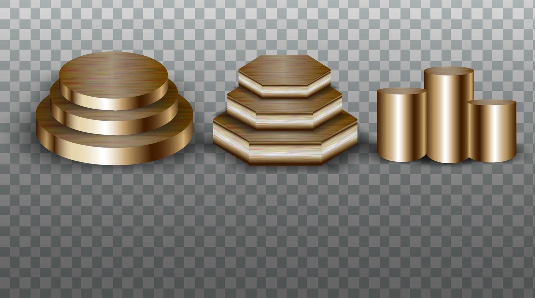 Collection of gold podiums vector