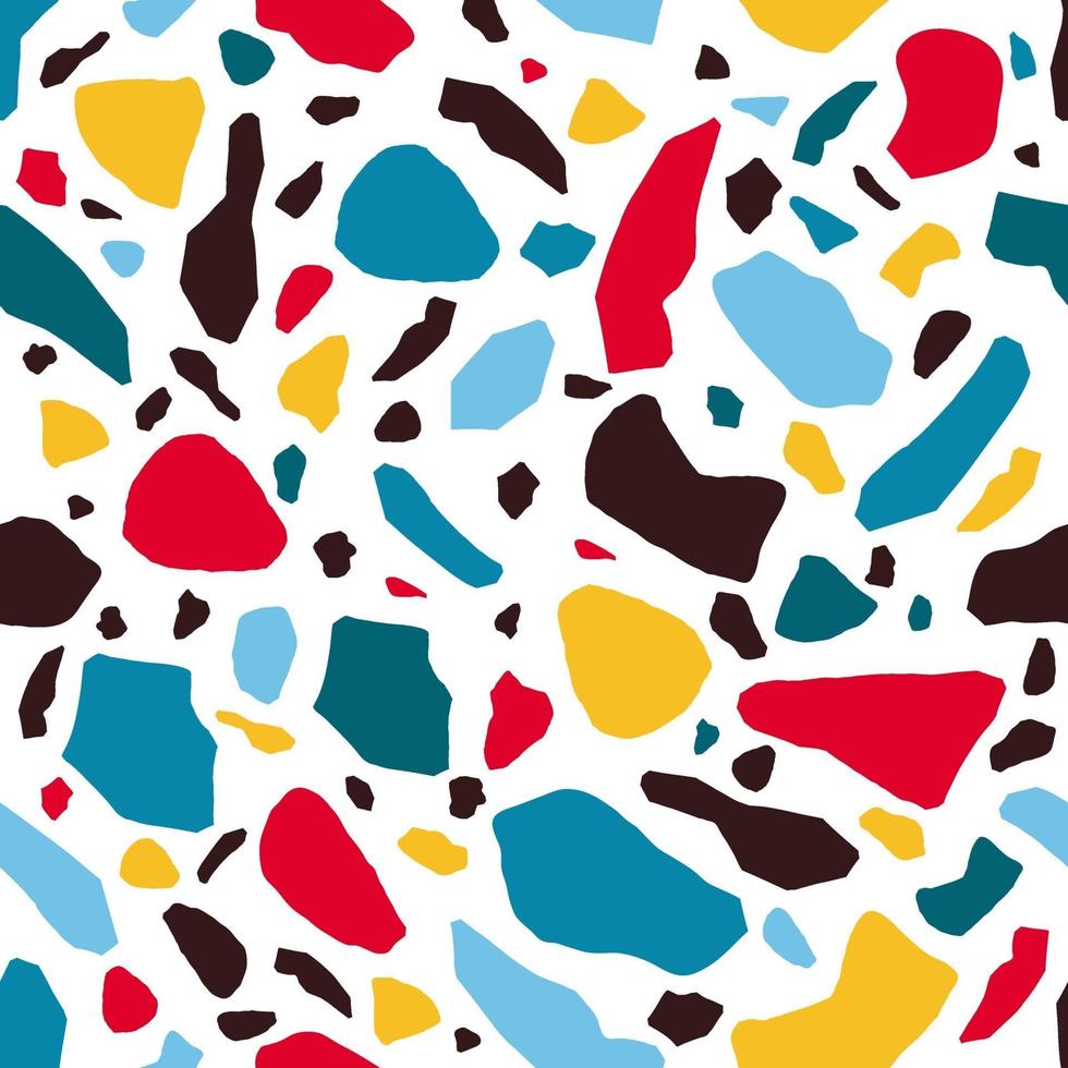 Terrazzo montley stones seamless pattern with colored rocks fractions vector illustration