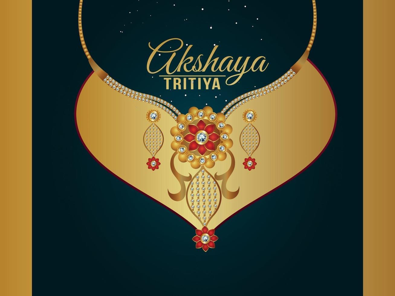 tarjeta de felicitación akshaya tritiya con collar de joyas de oro vector