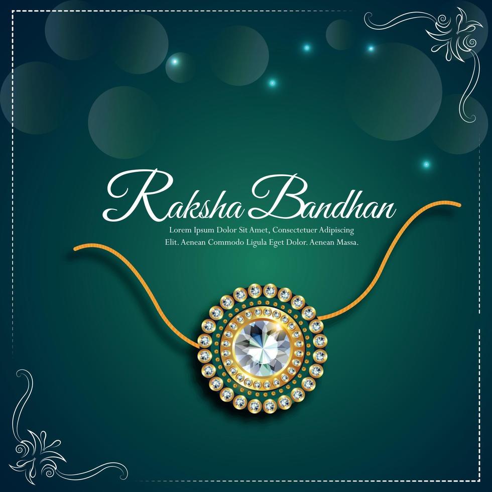 festival indio de feliz celebración raksha bandhan tarjeta de felicitación con vector crystal rakhi