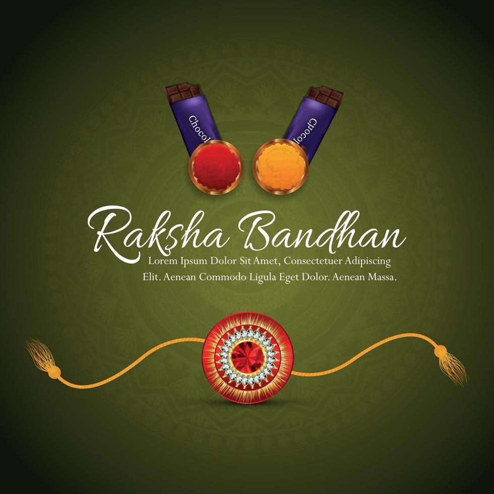 Happy raksha bandhan celebration greeting card with crystal vector rakhi