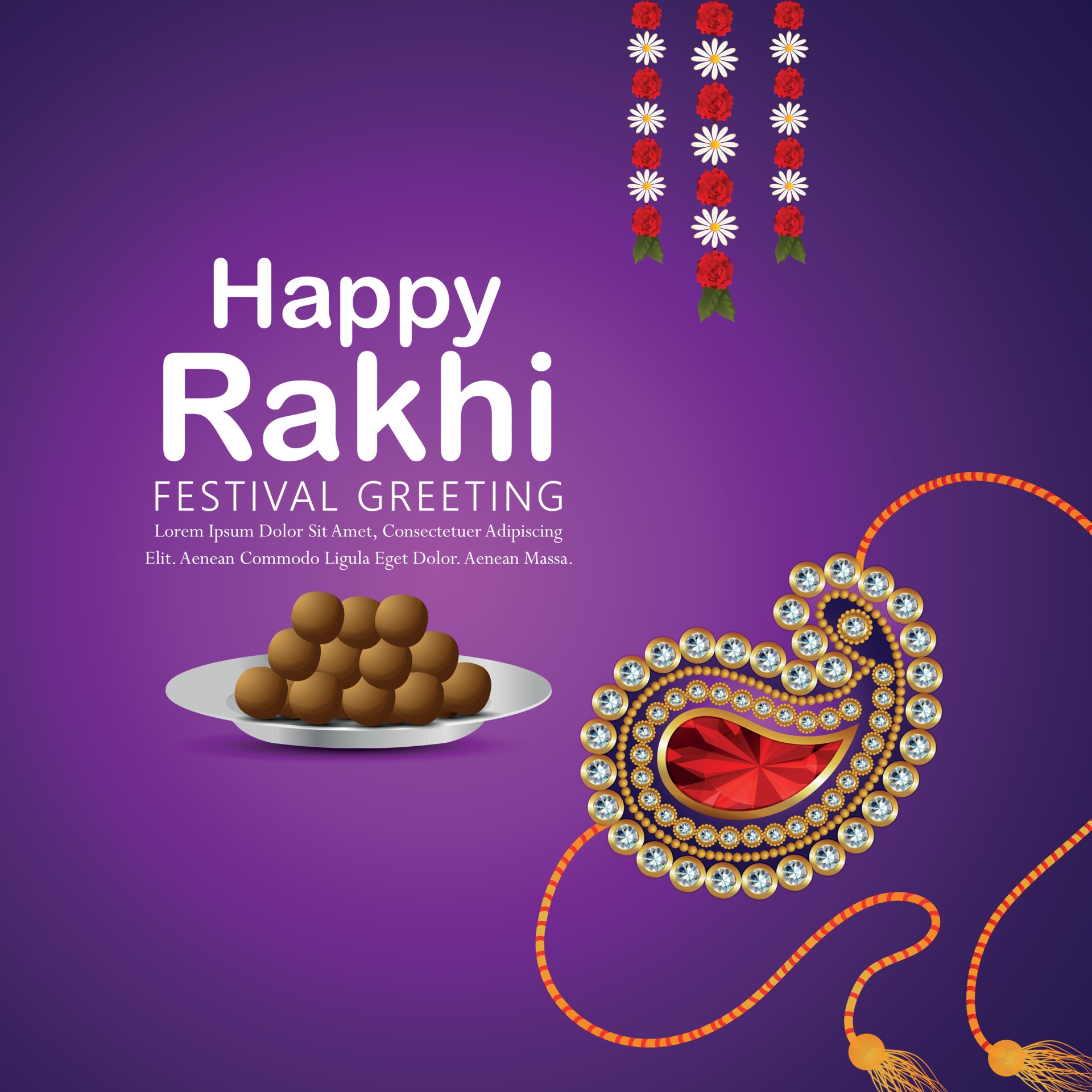 Happy rakhi celebration greeting card with vector rakhi 2385048 Vector