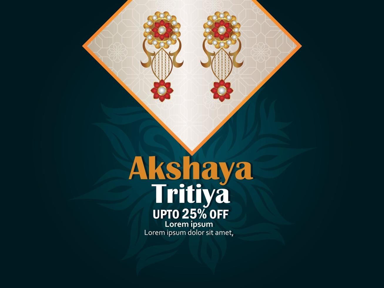 festival indio akshaya tritiya oferta de promoción de venta con aretes de diamantes de oro vector