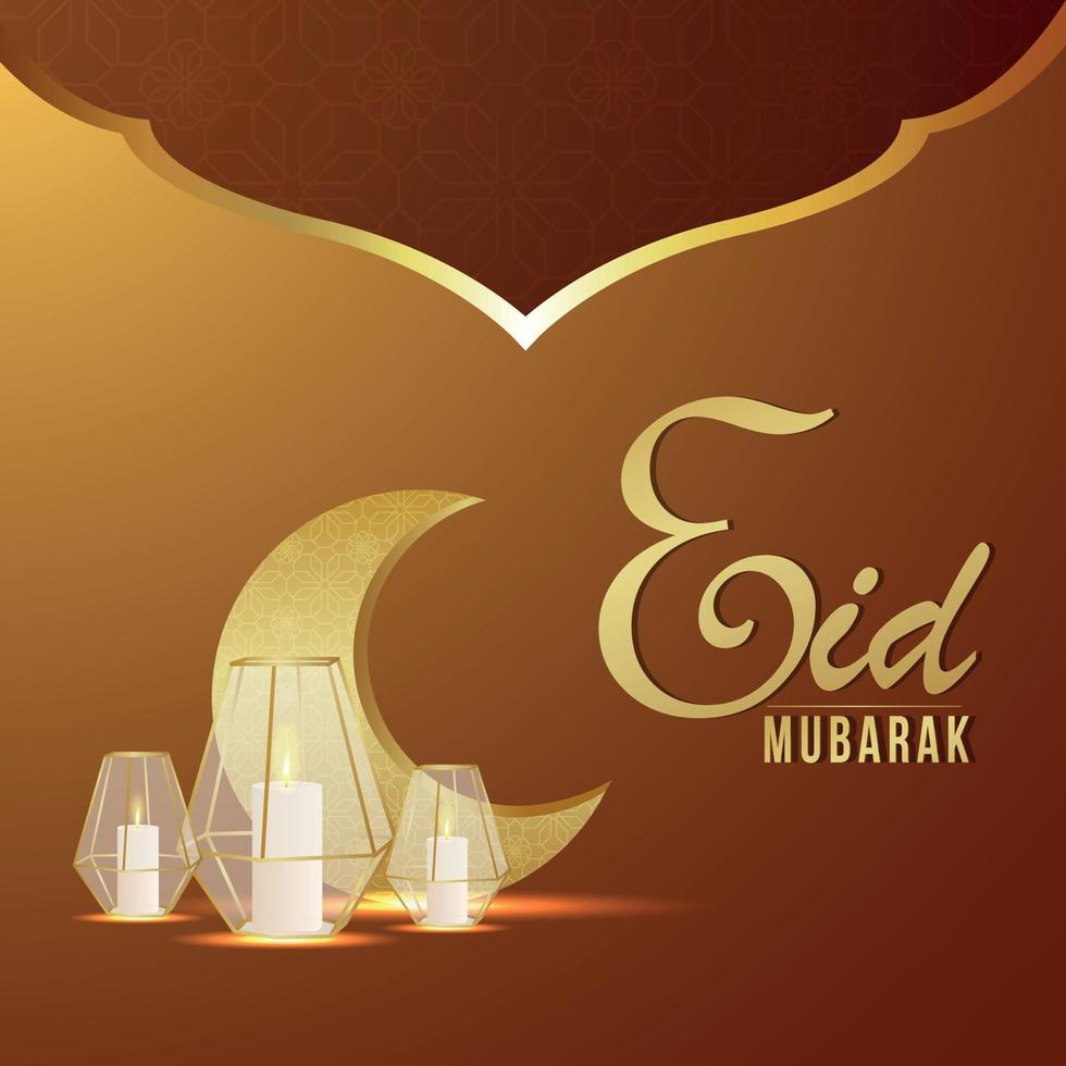 Happy eid al fitr greeting card with creative illustration vector