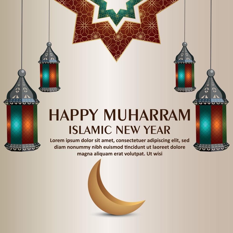 Flat design template of happy muharram islamic new yera vector