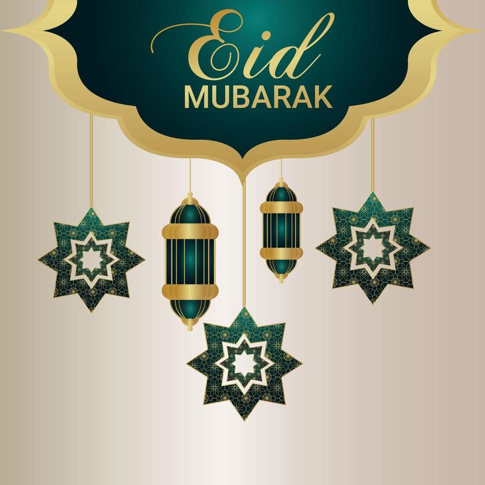 Realistic eid mubarak greeting card with vector illustration
