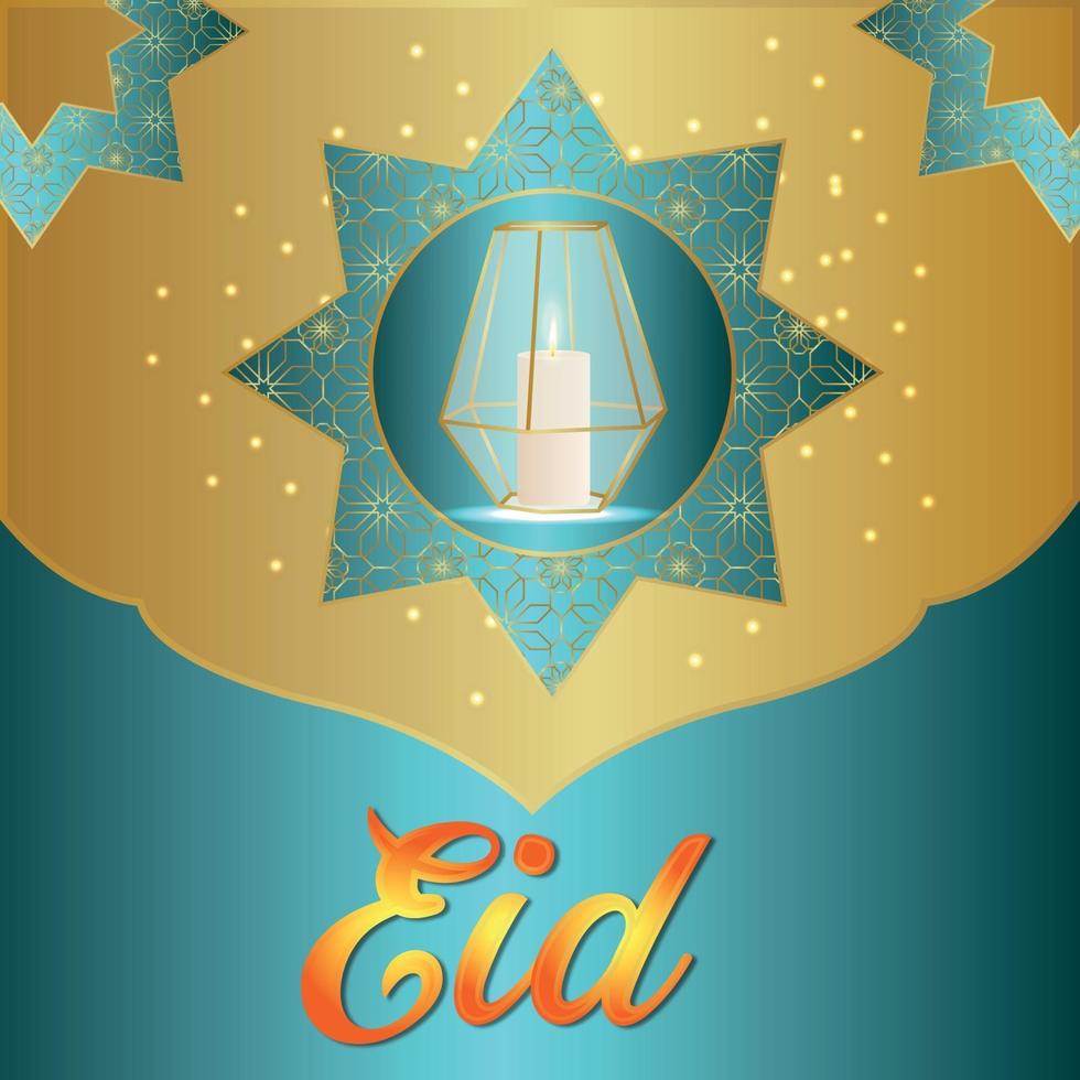 Eid mubarak vector illustration with creative arabic lantern